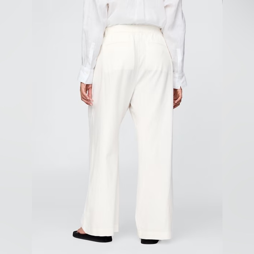 NWT! GAP Off White 365 High Rise Linen-Blend Trousers - 6 TALL 🩷 - Picture 6 of 9